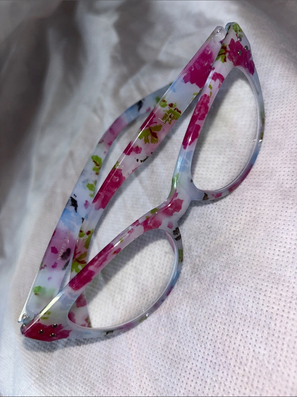 Nicole Miller NY Floral Cat Eye Blue & Pink Women's Eyeglass Frames
